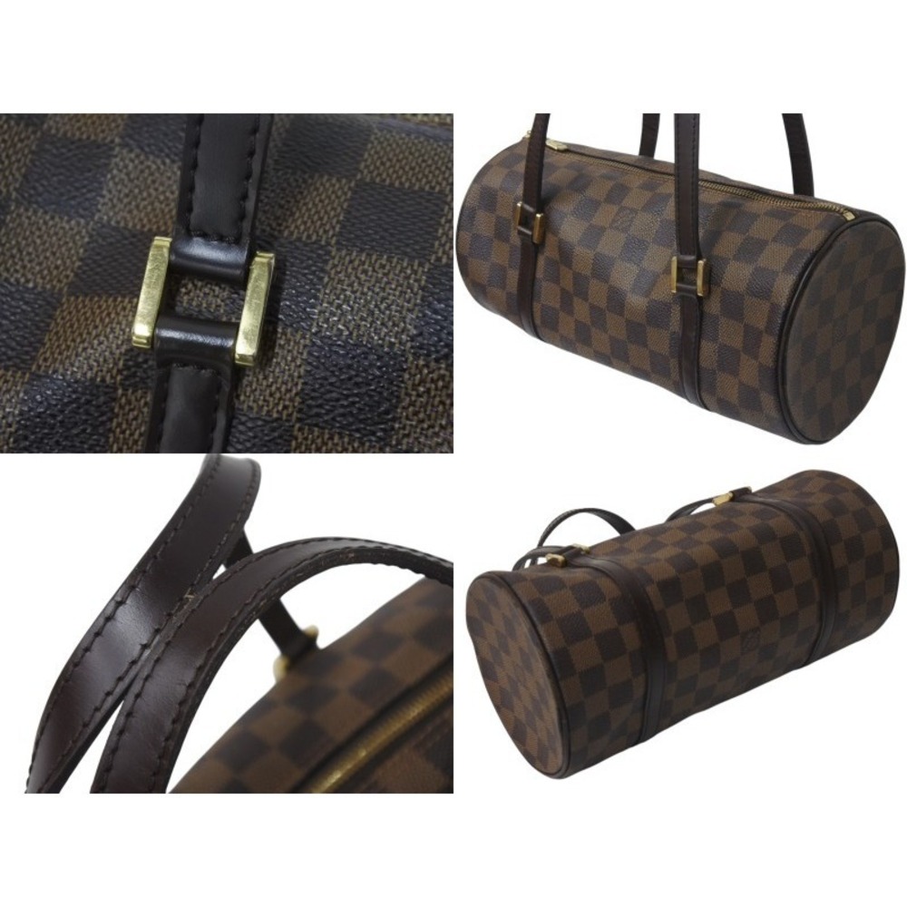 LOUIS VUITTON Papillon Handbag Damier Cylindrical Drum Shaped Ebene Brown - Picture 5 of 8